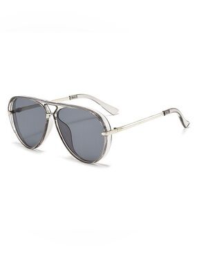 Oversized Retro Aviator Clear Frame Sunglasses